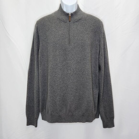 Nordstrom 1/4 Zip Pullover Sweater Mens XL Gray Cotton Cashmere Casual Work G03X - Picture 1 of 5